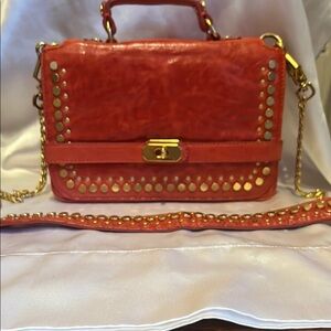 Rebecca Minkoff Red and Gold Crossbody Bag with Gold Hardware